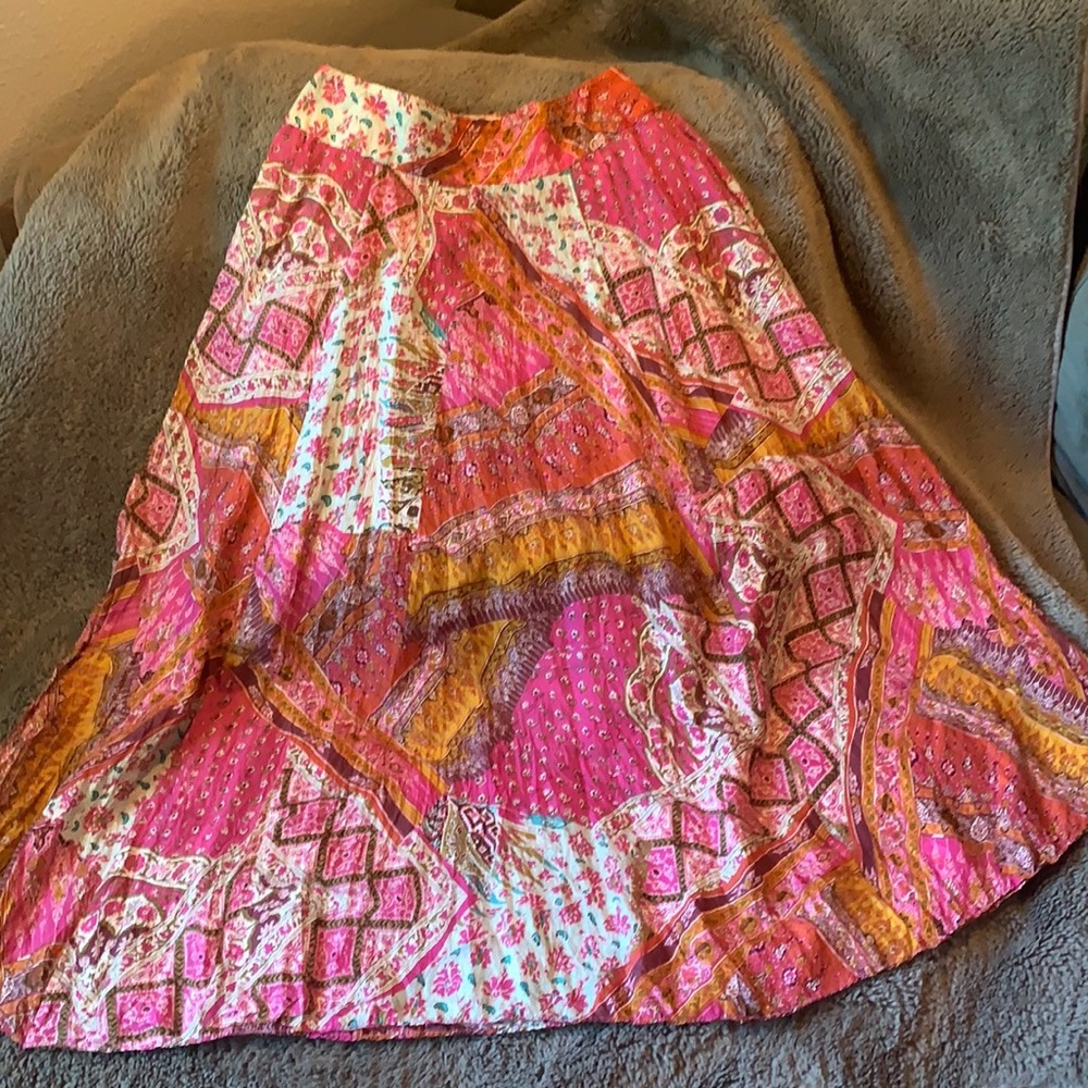 Silk boho maxi skirt